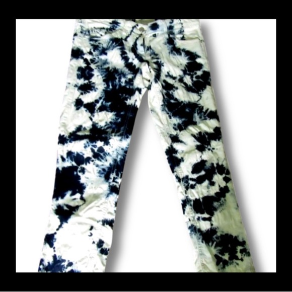 Isabel Marant Pants - ISABEL MARANT NAVY WHITE TIE DYE CROPPED PANTS 42